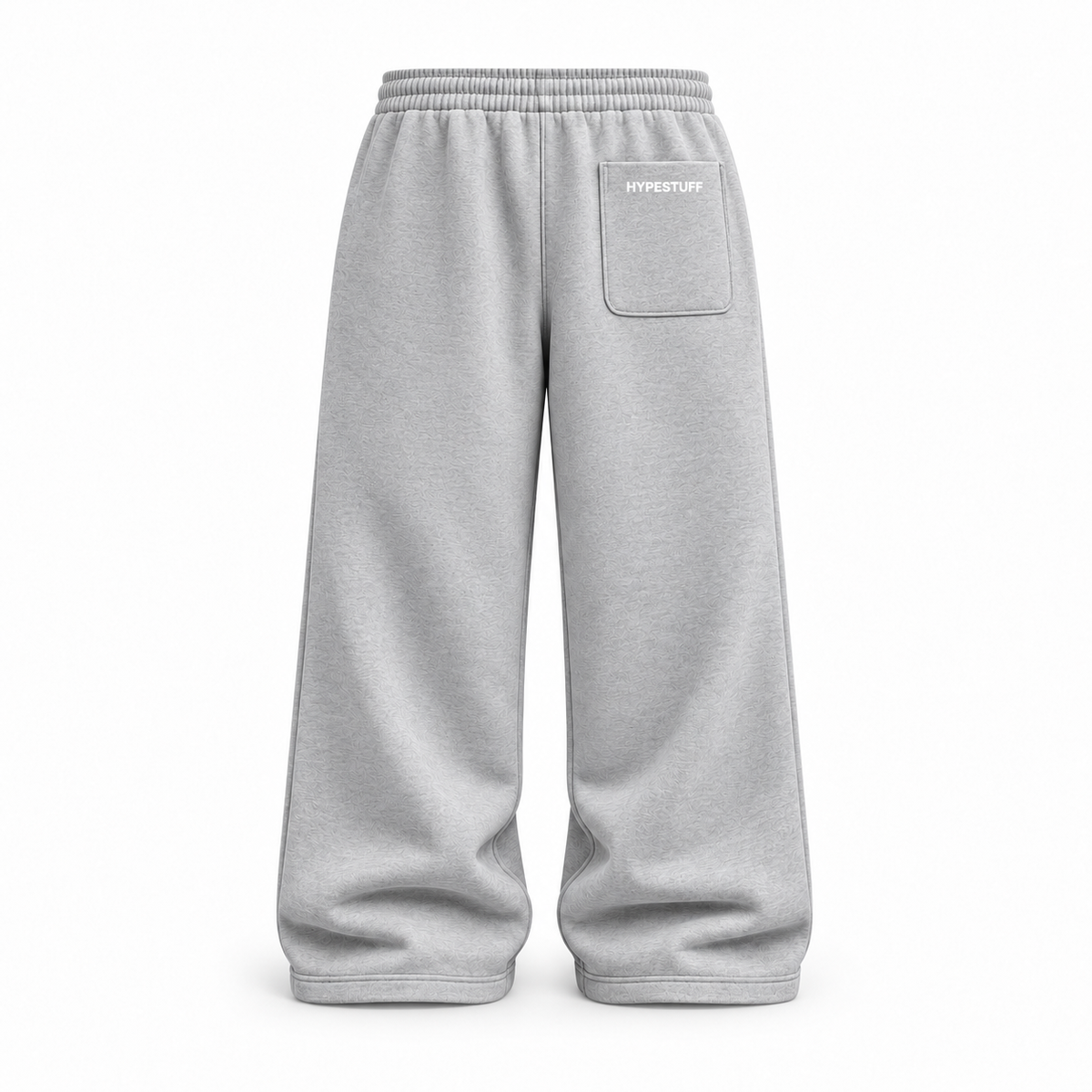 HYPESTUFF Baggy Jogger – Jogginggrau – Rückansicht mit Gesäßtasche. Designvisualisierung.