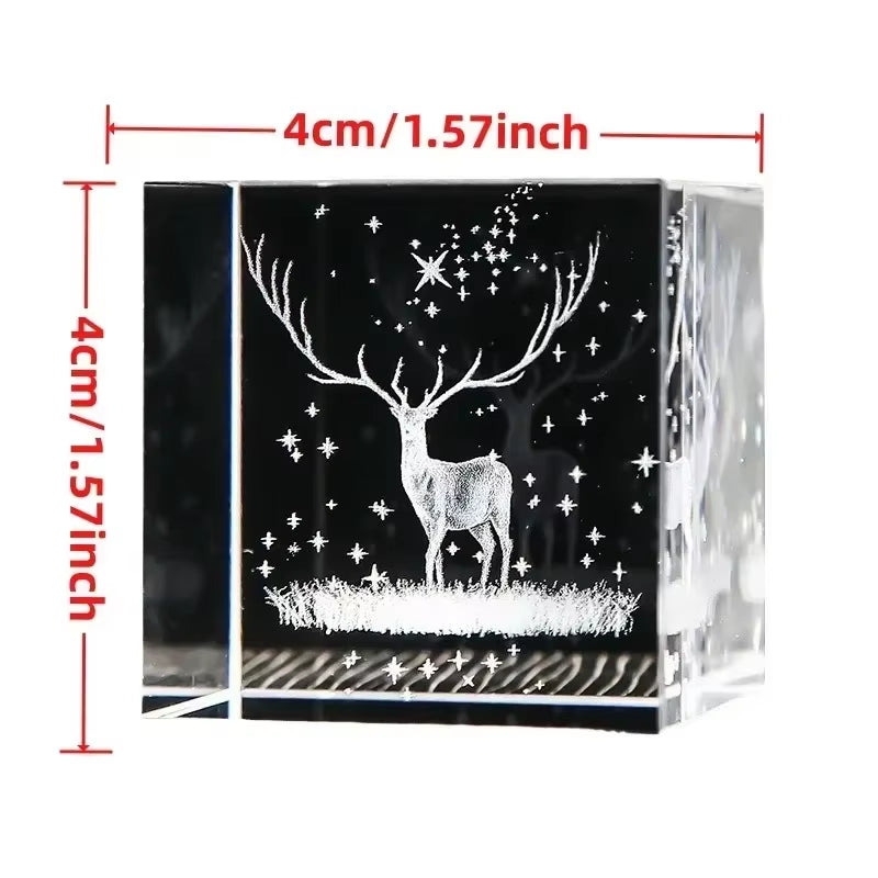 2.4 Inch Crystal Cube 3D Laser Crystal Paperweight Moon Solar System Clouds Cubic Heart Shaped Desktop Creative Gift Ornaments