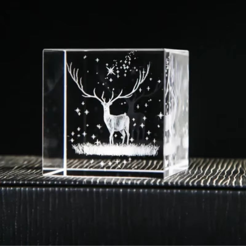 2.4 Inch Crystal Cube 3D Laser Crystal Paperweight Moon Solar System Clouds Cubic Heart Shaped Desktop Creative Gift Ornaments