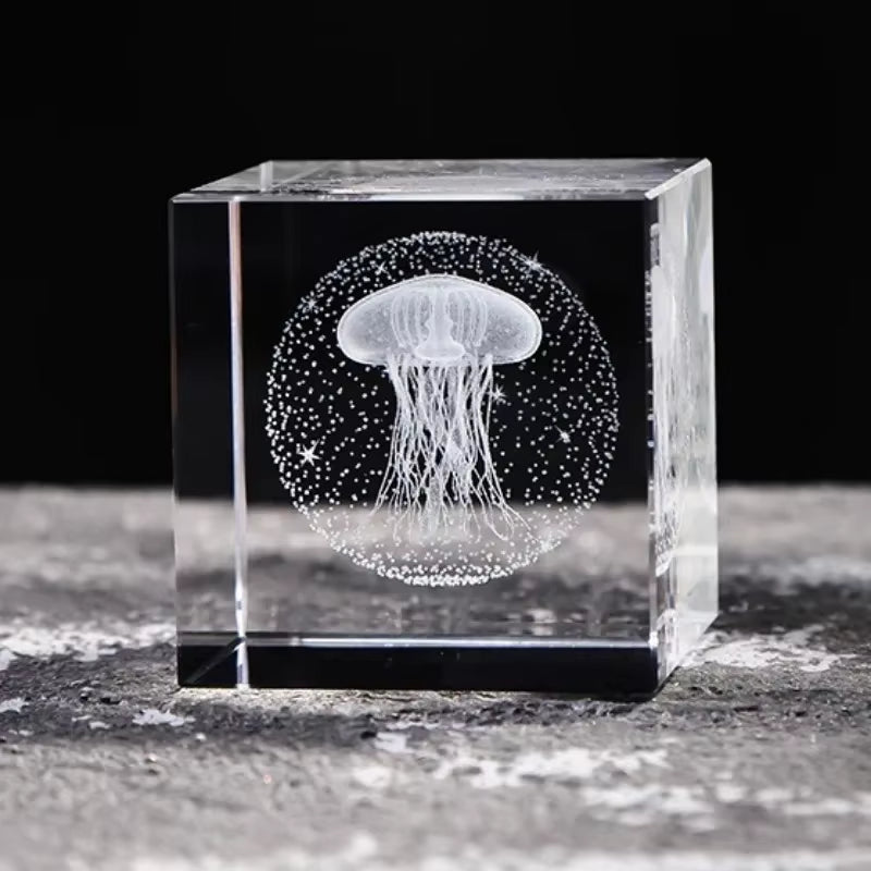 2.4 Inch Crystal Cube 3D Laser Crystal Paperweight Moon Solar System Clouds Cubic Heart Shaped Desktop Creative Gift Ornaments