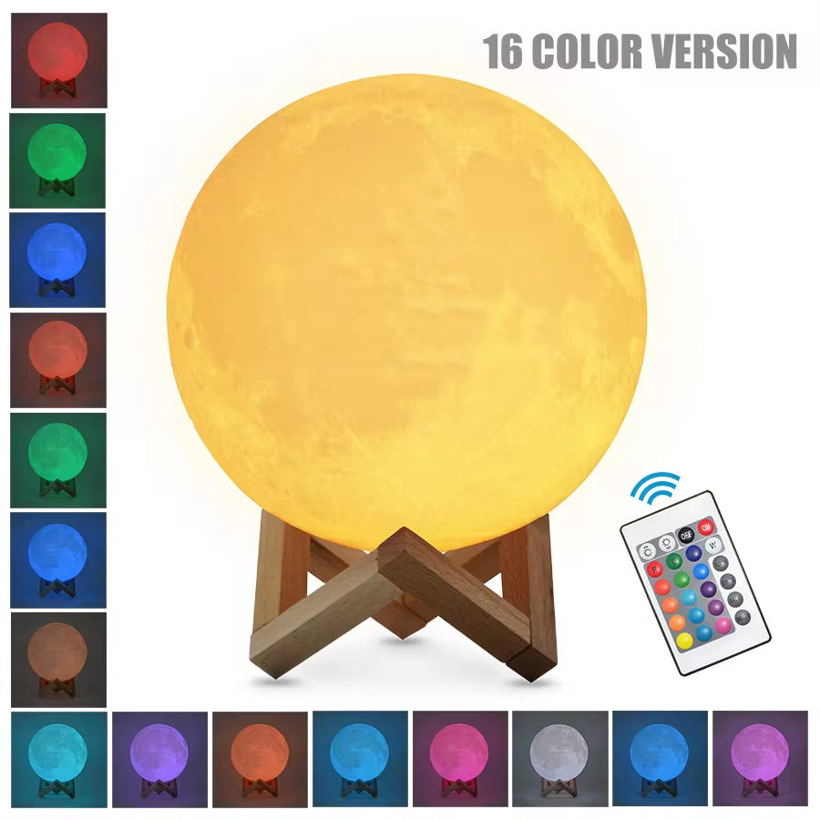 3D Mondlampe LED Nachtlicht – Aufladbar & Touch-Schalter, Geschenk & Deko