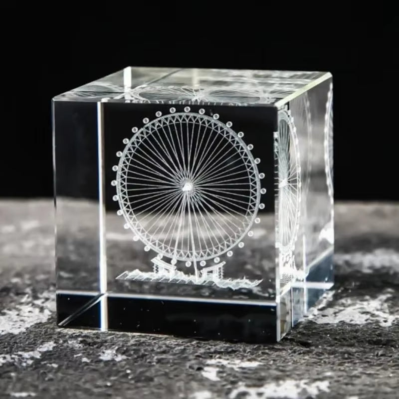 2.4 Inch Crystal Cube 3D Laser Crystal Paperweight Moon Solar System Clouds Cubic Heart Shaped Desktop Creative Gift Ornaments