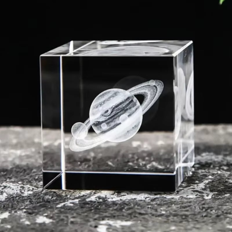 2.4 Inch Crystal Cube 3D Laser Crystal Paperweight Moon Solar System Clouds Cubic Heart Shaped Desktop Creative Gift Ornaments