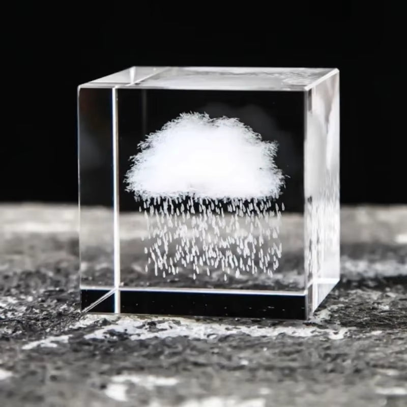 2.4 Inch Crystal Cube 3D Laser Crystal Paperweight Moon Solar System Clouds Cubic Heart Shaped Desktop Creative Gift Ornaments