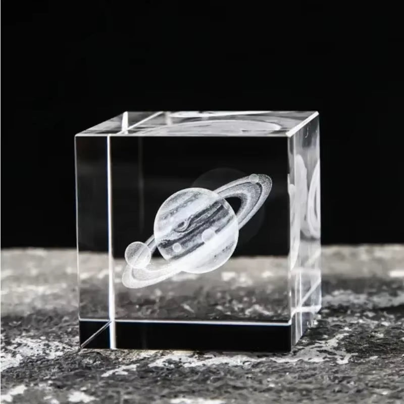 2.4 Inch Crystal Cube 3D Laser Crystal Paperweight Moon Solar System Clouds Cubic Heart Shaped Desktop Creative Gift Ornaments