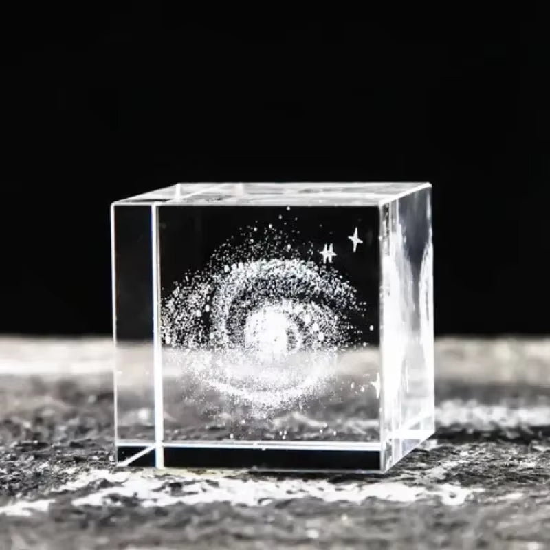 2.4 Inch Crystal Cube 3D Laser Crystal Paperweight Moon Solar System Clouds Cubic Heart Shaped Desktop Creative Gift Ornaments