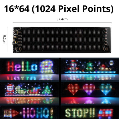 RGB LED Matrix Pixel Panel,Scrolling Bright Advertising LED Signs with Remote,5V Flexible USB LED Car Sign Bluetooth App Control