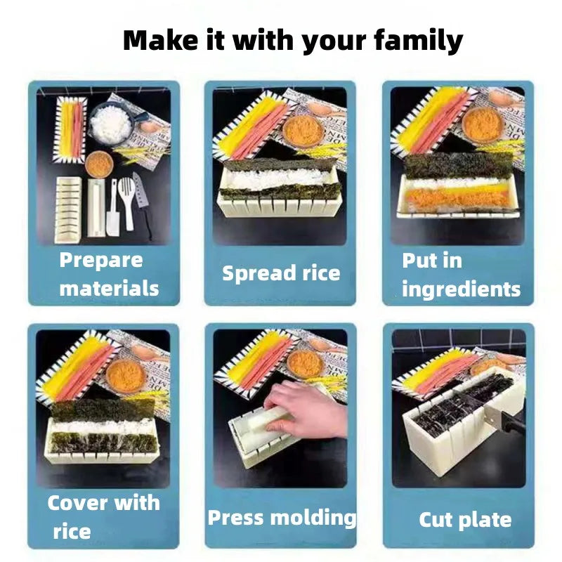 DIY Sushi Maker Set – Multifunktionale Sushi Formen für Reis & Japanische Kuchen, Rund- & Eckform Reismold für Zuhause, Bento & Party