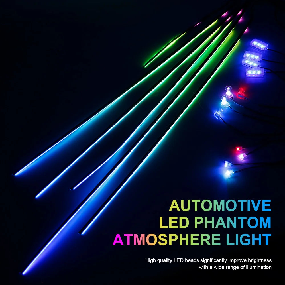 LamKomplette LED Auto-Innenbeleuchtung mit 64 Farben, Musik-Sync, App-Steuerung & Acryl-Strips. Stylisches Upgrade für dein Auto. Jetzt kaufen & Ambiente genießen!