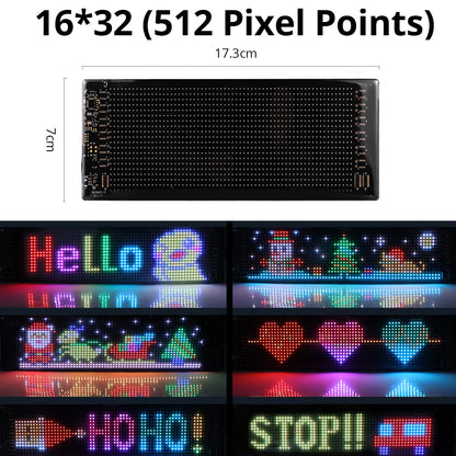 RGB LED Matrix Pixel Panel,Scrolling Bright Advertising LED Signs with Remote,5V Flexible USB LED Car Sign Bluetooth App Control