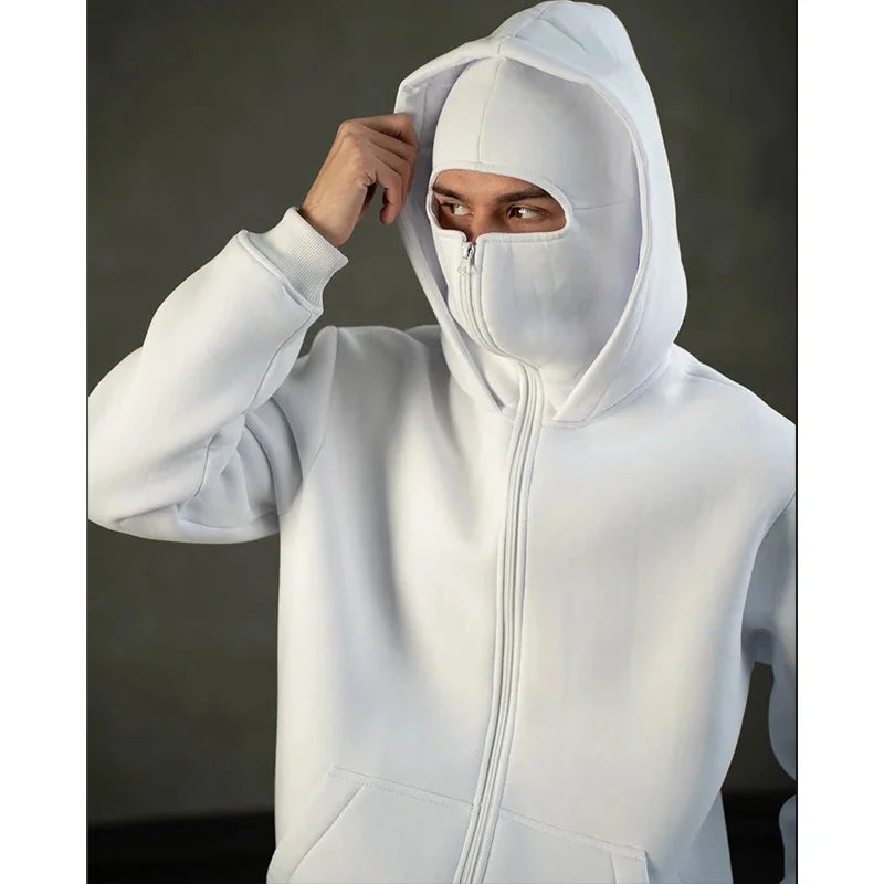 Balaclava Hoodies mit Doppelkapuze & Zipper – Trendige Winter Streetwear
