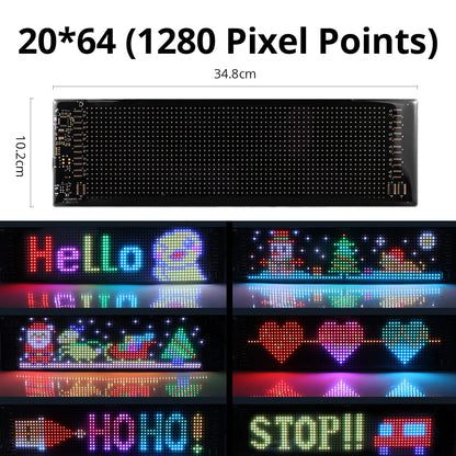 RGB LED Matrix Pixel Panel,Scrolling Bright Advertising LED Signs with Remote,5V Flexible USB LED Car Sign Bluetooth App Control