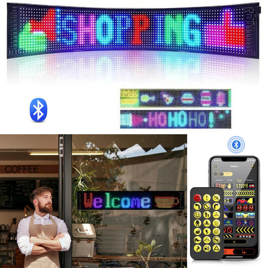RGB LED Matrix Pixel Panel,Scrolling Bright Advertising LED Signs with Remote,5V Flexible USB LED Car Sign Bluetooth App Control