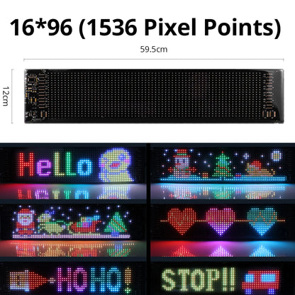 RGB LED Matrix Pixel Panel,Scrolling Bright Advertising LED Signs with Remote,5V Flexible USB LED Car Sign Bluetooth App Control