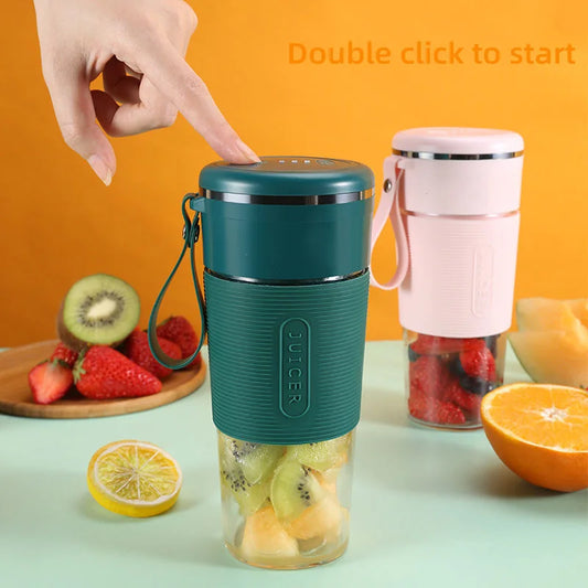Portable USB Smoothie Blender – Kabelloser Mini Juicer Mixer, Wiederaufladbar, Elektrischer Fruchtmixer & Saft-Maschine mit Glasbecher für Unterwegs