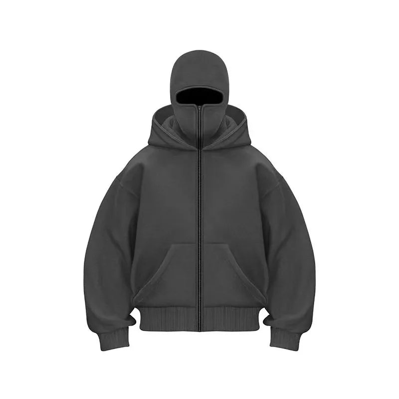 Balaclava Hoodies mit Doppelkapuze & Zipper – Trendige Winter Streetwear
