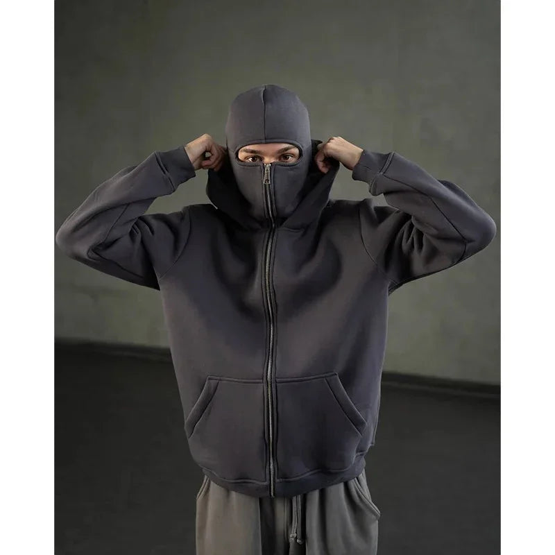 Balaclava Hoodies mit Doppelkapuze & Zipper – Trendige Winter Streetwear
