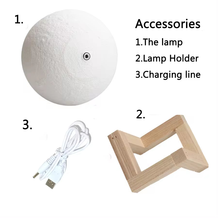 3D Mondlampe LED Nachtlicht – Aufladbar & Touch-Schalter, Geschenk & Deko