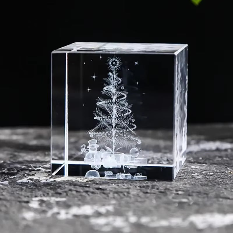 2.4 Inch Crystal Cube 3D Laser Crystal Paperweight Moon Solar System Clouds Cubic Heart Shaped Desktop Creative Gift Ornaments