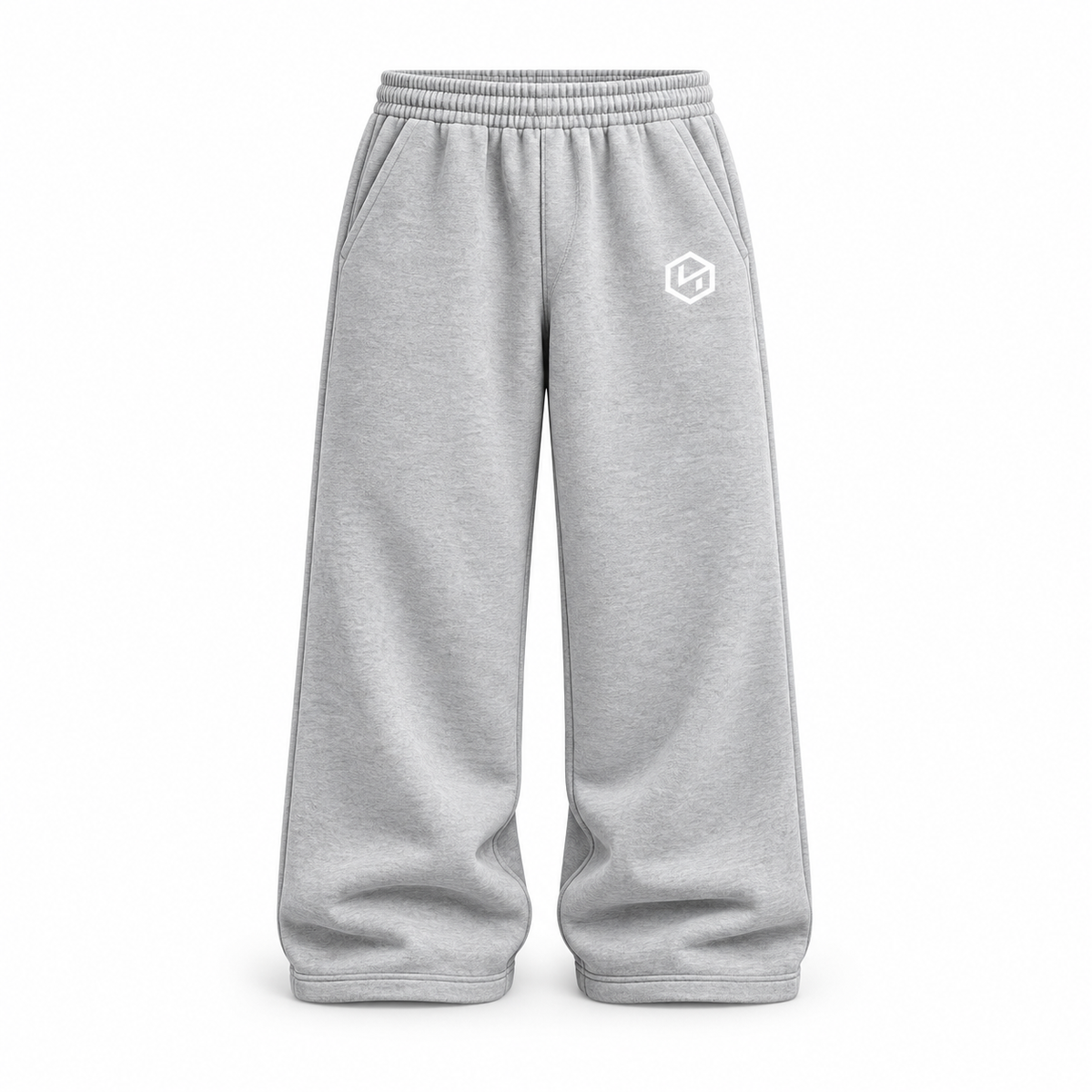 HYPESTUFF Winter26 Baggy Jogger Jogginggrau – Vorderansicht. Designvisualisierung.